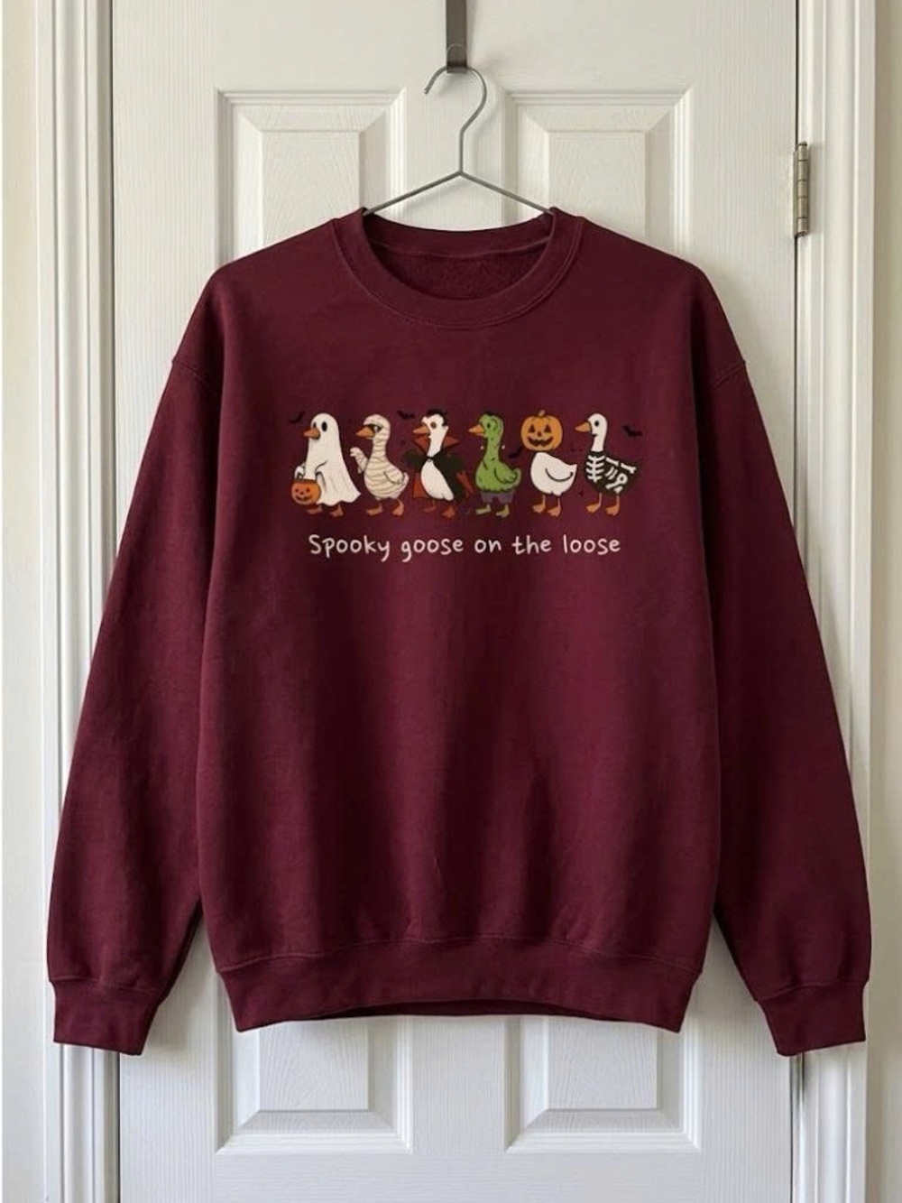 Vintage Maroon Halloween Goose Graphic Sweatshirt
